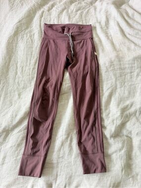 Vuori Burgundy Performance Leggings with Drawstring Waist